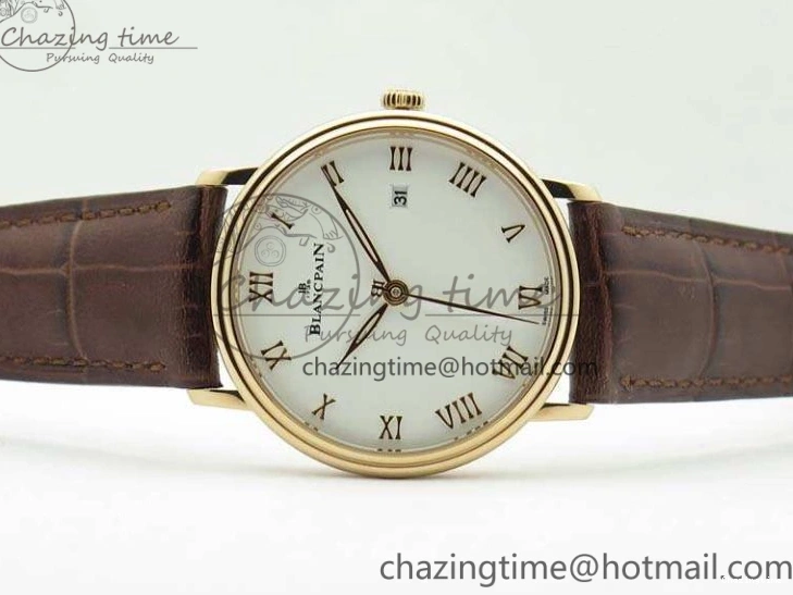 0824 Villeret 6651 RG ZF 1:1 Best Edition White Dial On Brown Leather Strap A ComfortFit 8097
